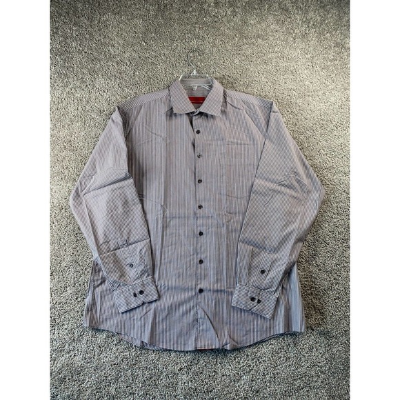 Alfani Button Up Shirt Adult Extra Large 17 1/2 Gray White Cotton Blend Mens - Picture 2 of 9